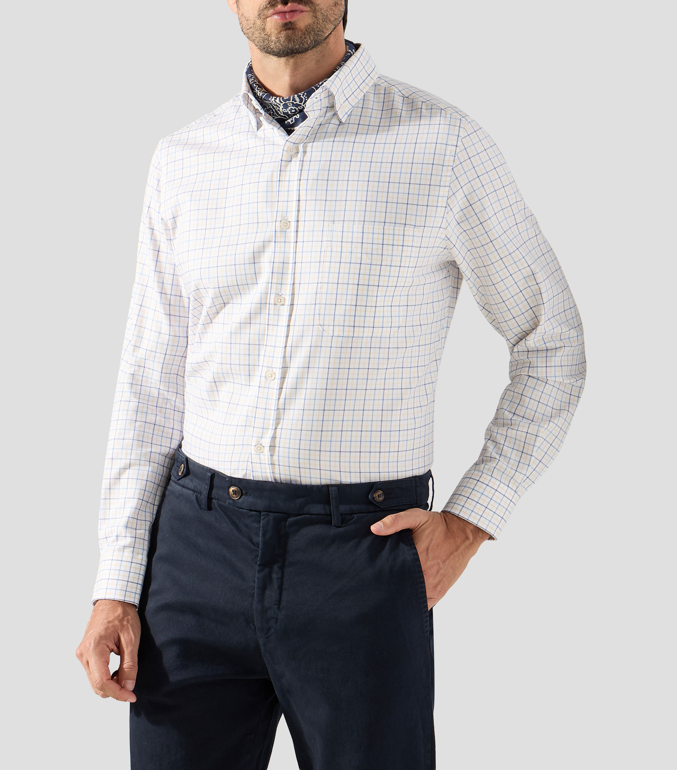 Camisa a cuadros manga larga Hombre